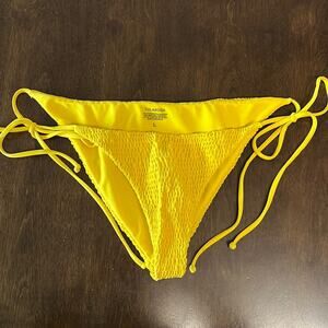 Tularosa Tula Rosa Yellow String Tie Smocked Bikini Bottom Large